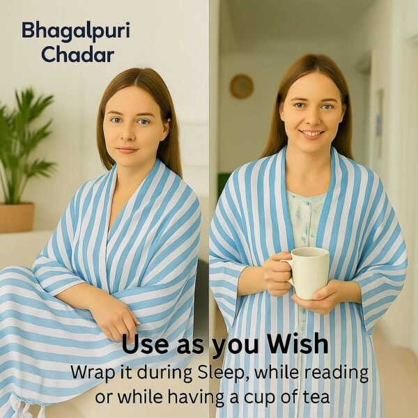 Organic Cotton Silky Soft Bhagalpuri Dull chadar/ac chadar Firoza Strip lite Blanket & Duvet
